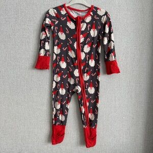 Little One Shop Co Festive Red and Black Kids One Piece Santa & Candy Canes